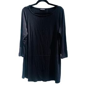 Eileen Fisher Black Lightweight Top Shirt Longline Viscose Spandex Minimalist